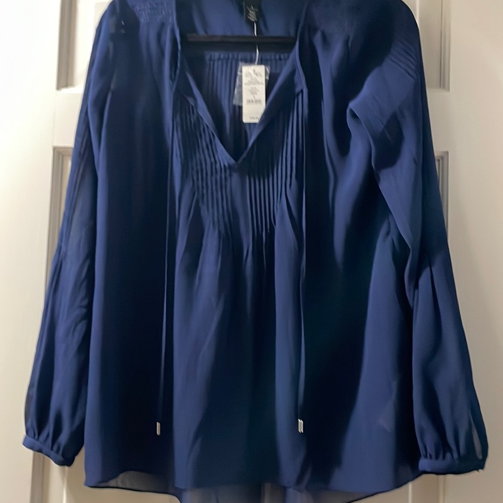 WHBM NWT navy blouse size 4